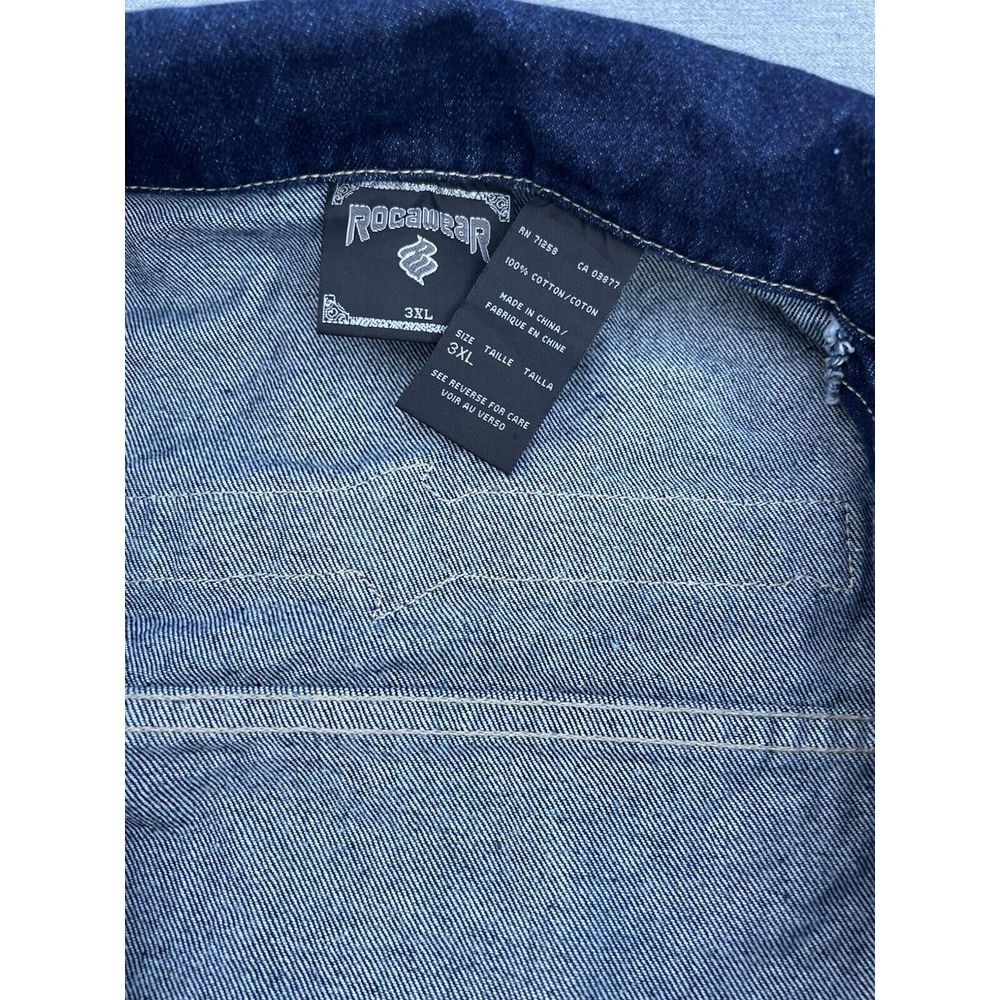 2000s Y2K Rocawear Men's Denim Jean Jacket Hip Hop Size 3XL - Picture 12 of 15